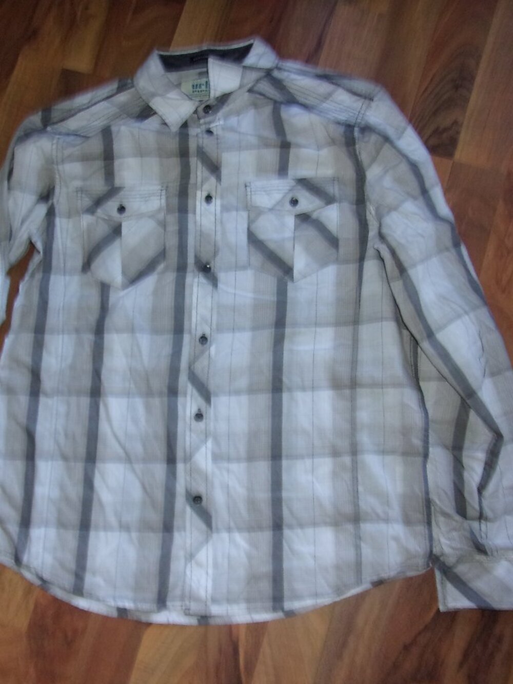 mens size medium plaid gray white men casual dress shirt button